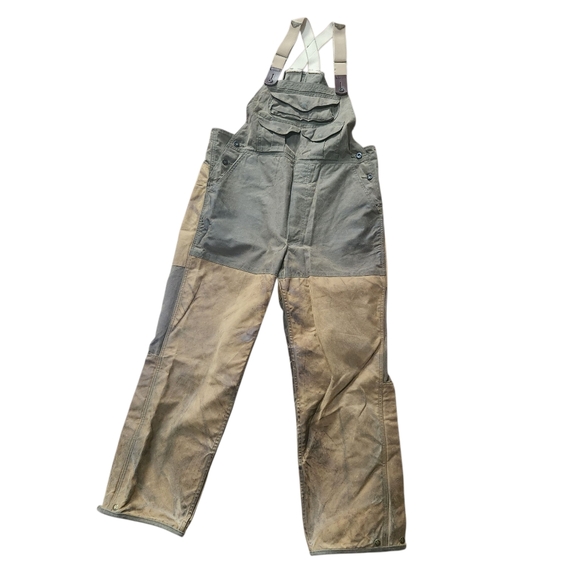 Filson Double Hunting Bibs 36x30 Medium with Zipper Waxed Canvas Brown Cotton - Picture 1 of 15